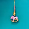 Corrente de Celular Cavalo de Madeira com Gotejamento de Óleo Dourado Antigo Novo Estilo Chinês Pingente Artesanal DIY Pingente Pequenos Acessórios Estilo Chinês
