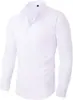 Comercio Exterior Camisa de Manga Larga Lisa Elástica Color Natural Botón Four-Way Stretch para Hombre Ropa de Trabajo Profesional No Planchar Talla Europea para Hombre