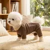 Roupas de cachorro para outono e inverno, roupas caseiras de veludo antibacteriano que cobrem a barriga, roupas de quatro patas para Teddy, Bichon e gatos, vestuário para animais de estimação