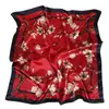 Lenço Quadrado de Cetim 90 Cores Estampado Estilo Exportação Europeu e Americano com Padrões Florais, Estilo Chinês, Versátil, Elegante Xale Feminino e Lenço de Seda