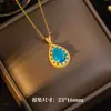 [Acero de Titanio] Nuevo Conjunto de Collar y Pendientes de Lujo Ligero con Zirconia Azul en Forma de Gota y Pendientes y Collares con Personalidad Microincrustados