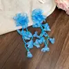 Brincos de Franja com Contas de Arroz em Chiffon de Agulha de Prata Studs para Férias na Praia Brincos com Senso Avançado Design de Brincos Nicho