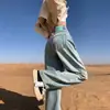 Jeans Feminino Reto Estilo Americano High Street Nova Coleção Primavera 2025 Cor Clara Silhueta Pera Versão Estreita Calça Wide Leg Cintura Alta