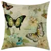 Novedad 2025 temu Amazon Almohada Cojín Flor de Primavera Mariposa Jit Hogar Sofá Funda de Almohada de Lino