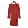 24133-24 Invierno Nuevo Estilo Europeo y Americano Spice Girls Puro Sexy Cuello Cuadrado Bufanda Plisado Cadera Falda vestido