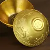 Tigela de Metal Liga Imitação Dinastia Qing Quatro Bestas Sagradas Artesanato Antigo Esculpido Decoração em Relevo Ornamento Atraente para Sorte em Casa