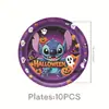Em estoque Pratos de Papel do Stitch para Halloween Copos de Papel Guardanapos Talheres Descartáveis Bandeirinhas de Puxar Toalha de Mesa Adereços de Decoração de Aniversário