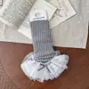 Xue Shang Mian Calentadores de Pierna de Algodón para Niñas Otoño Invierno Estilo Lolita Ballet Calcetines Caídos Lazo de Encaje Calcetines Gruesos Cálidos para Pantorrilla