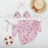 Biquíni Europeu e Americano Estampado 2025 Conjunto de Três Peças Cruzado Fronteira Lazada Saia Envelope Conjunto de Duas Peças Sexy Roupa de Banho Biquíni de Férias