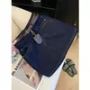 Falda vaquera vintage azul oscuro talla grande para mujer, falda corta de verano suelta de cintura alta que adelgaza, línea A, para mujeres de talla grande