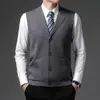 Colete Cardigan Tricotado Jacquard Outono Inverno Transfronteiriço para Meia-Idade e Idosos, Suéter Casual Versátil Quente Sem Mangas com Decote V