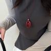 Colar Pingente Coração Igual da Blogueira Coreana Fever para Mulheres 2025 Popular Vermelho Angorá Versátil Corrente da Clavícula