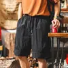 Shorts de Carga Cool Retro Americano para Hombre Verano Negro Moderno Outdoor Secado Rápido Casual Holgado de Cinco Puntos para Hombre