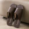 Pantuflas de Cuero Haining para Hombre Verano Interior Hogar Piso de Madera Cuero Genuino Hombre Hogar Antideslizante Pantuflas de Piel de Vaca para Hombre