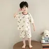 Pijama Infantil de Verão Conjunto de Shorts de Manga Curta Meninos Meninas Roupa de Casa Fina Desenho Animado Roupa de Dormir Casual Traje de Duas Peças