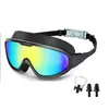 Gafas de natación para adultos con marco grande electrochapado transfronterizo personalizadas para hombres y mujeres, impermeables antivaho de alta definición con tapones para los oídos integrados