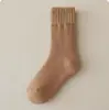 Calcetines Grues de Lana Forrados de Polar para Mujer Otoño e Invierno, Calcetines de Cachemira Suaves de Tubo Medio Cálidos y Cómodos, Calcetines de Rizo Ultra Grues Sencillos