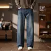 2102 Jeans de brim lavados estilo retrô americano para homens plus size, novidades de outono: corte solto, versátil, calças retas elásticas