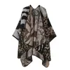 Chal tejido retro europeo y americano con estampado de leopardo para mujer, otoño e invierno, cálido para exterior, chaleco, capa de moda, capa, bufanda al por mayor