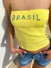 Camiseta Corta Estilo Europeo y Americano, Corte Ajustado, Estampado de Letras, Top Azul, Camiseta de Verano Y2K para Mujer, Cropped Sexy Streetwear