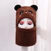 Chapéu infantil cachecol chapéu integrado urso fofo desenho animado chapéu de pelúcia fofo bebê inverno quente protetores de orelha chapéu