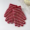 Guantes de Lana Tejida Personalizados para Niños, Resistentes al Frío para Exteriores, Moda Coreana, Rayados, de Cinco Dedos, Pantalla Táctil