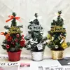 Árbol de Navidad de 20 cm Dorado Rojo Plateado Mini Adornos de Escritorio Decoración de Navidad Decoración Festiva Escaparate de Tienda