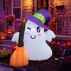 Modelo Inflável de Halloween Transfronteiriço de 1,2 Metro Usando Chapéu de Mago, Fantasma Branco com Luzes LED, Decoração de Jardim ao Ar Livre