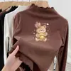 Camiseta térmica de forro polar para niña, cuello semi-alto, Otoño Invierno, Ropa interior cálida para niños, Top elegante para niña con cuello con volantes