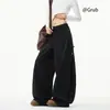 Pantalones deportivos tipo jogger con cordón estilo americano para hombres y mujeres, pantalones de invierno pesados de hiphop acampanados, pantalones retro holgados de pierna ancha