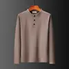Camiseta Masculina de Manga Longa Outono e Inverno Temporada Costurada De Rong Fleece Dupla Face Meia-Idade e Jovens Cor Sólida Tendência Camada de Base Roupas de Outono Transfronteiriça