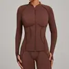 Chamarra de Yoga con Cuello Alto y Cremallera de Manga Larga Transfronteriza para Mujer, Ropa de Yoga Ajustada de Secado Rápido, Top Deportivo para Fitness al Aire Libre 3321