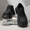 Zapatos Derby mate para hombre, nueva colección de otoño, estilo transfronterizo, suela gruesa, estilo británico, punta redonda, con cordones, casual, versátil y moderno