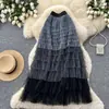 Falda de Malla Estilo Coreano de Cintura Alta con Capas de Pastel para Mujer, Adelgazante de Verano, Cubre Caderas, Falda Esponjosa Multicapa, Versátil de Longitud Media