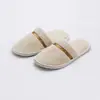 Cinco Pantuflas Desechables de Lino para Hoteles y Casas de Huéspedes, Pantuflas Gruesas Antideslizantes de Algodón y Lino para Hospitalidad en el Hogar