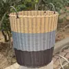 Cesta de Armazenamento Estilo Japonês Balde de Armazenamento de Roupa de Cama de Hotel Cesta de Roupas Sujas Tecida com Rattan Imitação Rattan Tecida Cesta de Roupas Sujas Salão de Cabeleireiro