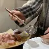 Cuchara Gruesa de Acero Inoxidable para Uso Doméstico, Estilo Coreano Simple y Linda, Cuchara de Comedor para Adultos Famosa en Internet, Cuchara Redonda Creativa de Mango Largo