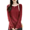 Nuevo Suéter de Punto Redondo para Otoño/Invierno 2026 de Manga Larga para Mujer, Color Sólido, Jersey de Punto Trenzado con Aberturas Laterales