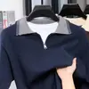 Venta Caliente Transfronteriza Moda Clásica Suéter de Punto con Media Cremallera y Cuello de Solapa Fábrica Ropa de Punto para Hombre Ropa de Invierno