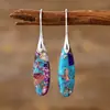 Pendientes de Aro con Colgante de Gota de Agua Piedra del Emperador Neo Bohemia Transfronterizos Pendientes Joyería Popular Europea y Americana de Piedra Natural