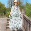 Vestido de algodón y seda floral, estilo joven nuevo, estilo vacacional en la playa, vestido tipo tank sin mangas, vestido largo de temperamento bohemio