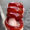 Pulsera de Ágata Roja Natural Ágata Roja Rojo Caqui Rojo Sur Redonda Raya Pulsera de Jade Calcedonia Pulsera de Belleza Neumático Ancho