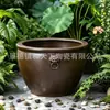 Suministrado directamente por el fabricante, gran tanque de cerámica con esmalte de bronce y adorno de cabeza de animal, adecuado para la cría de peces y nenúfares en patios exteriores, tanque de pie estilo chino
