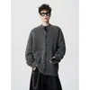 Suéter de punto estilo americano, suéter casual de alta calle, cuello alto gris, marca eanfi, corte holgado, cárdigan, estilo moderno para hombre