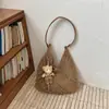 Bolsa de palha grande capacidade para mulheres, novo modelo 2026, bolsa de palha para férias de verão na praia, bolsa tote de ombro moderna para o dia a dia
