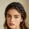 Diadema Clásica Transfronteriza de Puntos Blancos y Negros Rayada para Verano, Fitness, Yoga, Deportes, Elástica Absorbente de Sudor y Anti-Sudor