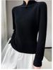 Suéter de malha vintage elegante feminino com fivela estilo chinês gola cheongsam emagrecimento Top Base Pullover suéter de lã