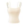 Camisola al por mayor para mujer con doble tirante en forma de U, sujetador incorporado y diseño floral, top base de verano ajustado