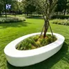 Banca circular para foso de árbol de UHPC personalizada, banca de ocio con jardinera integrada para alcorque de plaza municipal personalizada, directo de fábrica