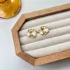 Pendientes de Plata de Ley S925 con Esmalte de Goteo Geométricos de Pétalo para Mujer Nicho de Lujo de Gama Alta Accesible Elegantes Versátiles Nuevos Pendientes